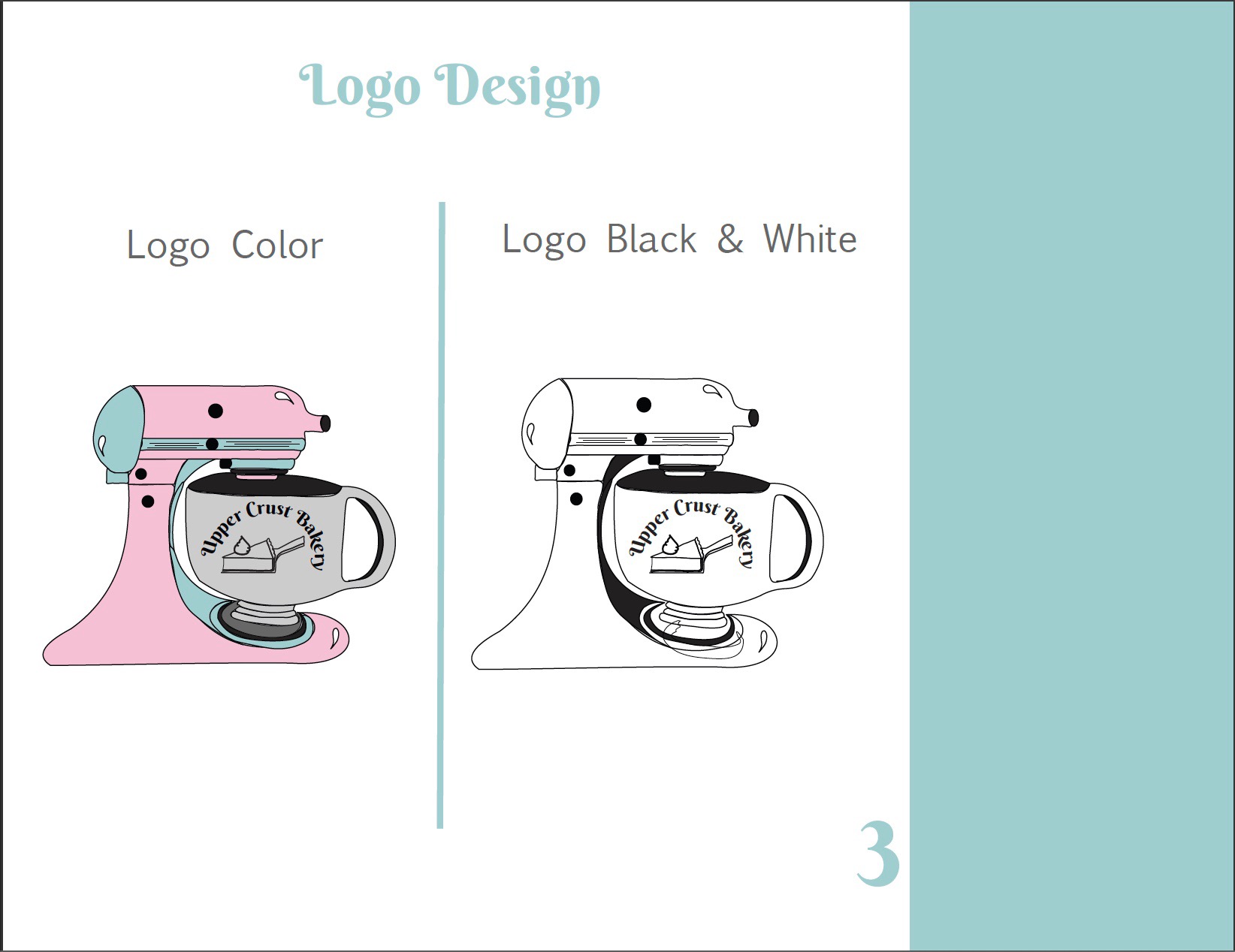 Final logo design for a mixer using color and in black and white